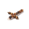 Natural Tiger Eye Faceted Round Copper Wire Wrapped Pendants PALLOY-JF02011-04-3