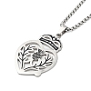 304 Stainless Steel Box Chain Scottish Luckenbooth Thistle Heart Pendant Necklaces for Women NJEW-U005-02P-1
