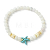 Natural Weathered Agate & Synthetic Turquoise Beaded Stretch Bracelets Set for Women Men BJEW-JB13760-01-4
