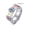 Rainbow Color Pride Flag Rune Words Odin Norse Viking Amulet Enamel Rotating Ring RABO-PW0001-037D-5