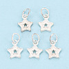 Textured 925 Sterling Silver Star Charms STER-T009-12S-1