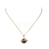 Natural Amethyst Copper Wire Wrapped Planet Pendant Brass Cable Chain Necklaces for Women NJEW-TA00260-02-2