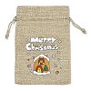 Christmas Printed Burlap Packing Pouches Drawstring Bags ABAG-Q053-02A-11-1