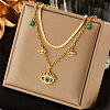 304 Stainless Steel & Synthetic Turquoise Pendant Double Layer Necklaces for Women FS-WG34384-02-1