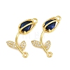 Rack Plating Brass Micro Pave Clear Cubic Zirconia Flower Connertor Charms KK-Z043-03K-1