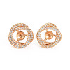 Brass Micro Pave Clear Cubic Zirconia Stud Earring Findings KK-S360-091-NF-3
