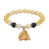 Natural Yellow Quartz Beaded Stretch Bracelets BJEW-JB10070-04-1