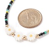 Shell Sunflower & Glass Beaded Necklace for Women NJEW-JN03910-05-5
