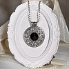 European style Alloy Crystal Rhinestone & Black Resin Flower Pendant Ball Chain Necklaces for Women PH9473-4