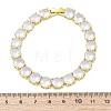 Brass Pave Clear Cubic Zirconia Flat Round Link Chain Bracelets for Women BJEW-A034-02G-3