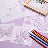 2Sets Square with Floral & Butterfly Pattern PET Drawing Stencil DIY-CW0001-12-5