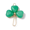 Dyed Natural Malaysia Jade Shamrock Pendants PALLOY-JF02785-03-1