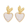 Rack Plating Heart Brass Stud Earrings for Women EJEW-C125-26G-6