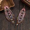 Handmade Glass Seed Beads Tassel Dangle Earrings TU7843-5
