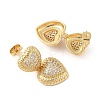 Rack Plating Brass Micro Pave Clear Cubic Zirconia Stud Dangle Earrings for Women EJEW-G394-01B-G-2