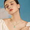 Natural Fluorite Faceted Perfume Bottle Pendant 304 Stainless Steel Cable Chain Necklaces NJEW-WH0002-268D-5