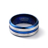 Two Tone 201 Stainless Steel Grooved Line Finger Ring for Women RJEW-I089-41BUP-2
