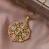 Vintage 304 Stainless Steel Crystal Rhinestone Hollow Flower with Jesus Cross Pendant Necklaces for Women LH2186-3