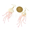 Natural Clam Shell Imitation Pearl Dangle Earrings EJEW-MZ00231-03-3