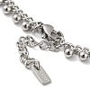 304 Stainless Steel Round Ball Charms Link Chain Bracelets BJEW-G686-05P-3
