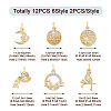 Fashewelry 12Pcs 6 Style Brass Micro Pave Clear Cubic Zirconia Charms KK-FW0001-11-4