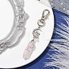 Pointed Natural Rose Quartz Pendant Decorations HJEW-JM01688-01-2