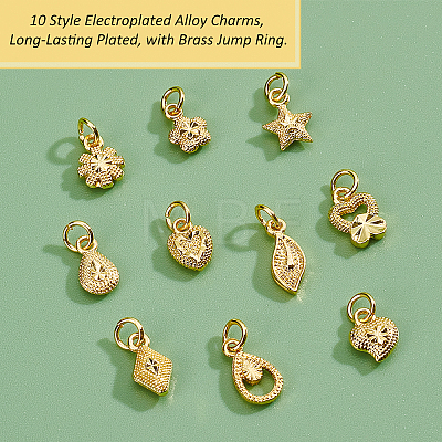   60Pcs 10 Style Electroplated Alloy Charms PALLOY-PH0002-08-1