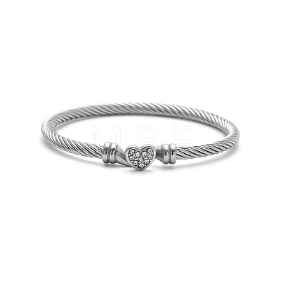 304 Stainless Steel Rhinestone Bangles for Women FS-WG55054-05-1