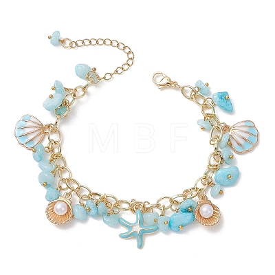 Natural White Jade Chip Beads Bracelets BJEW-JB13155-01-1