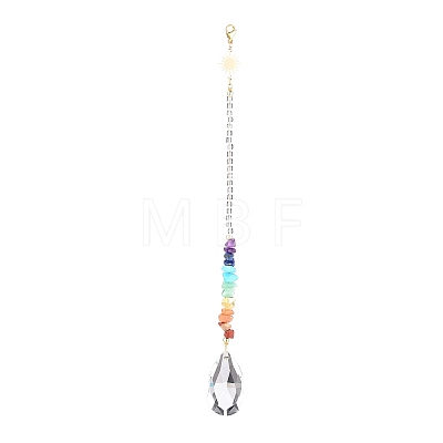 Glass Teardrop Chandelier Pendant Decorations HJEW-JM00856-1