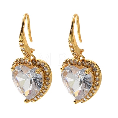 Brass Cubic Zirconia Dangle Earrings EJEW-M048-06G-1