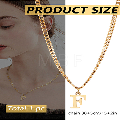 1Pc 304 Stainless Steel Letter Pendant Necklaces NJEW-LP0001-33F-G-1