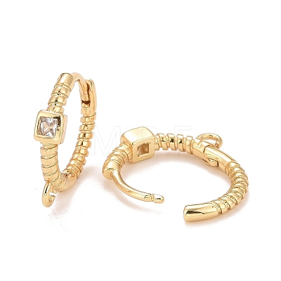 Rack Plating Brass Micro Pave Cubic Zirconia Hoop Earrings Finding X1-KK-C239-01G-1