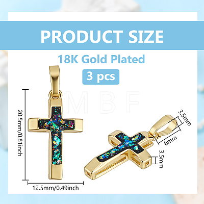 3Pcs Brass with Synthetic Opal Pendants KK-BC0015-77A-1