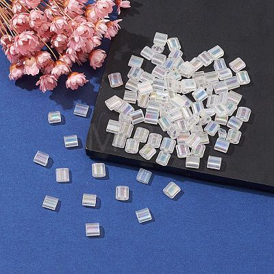 2-Hole Transparent Glass Seed Beads SEED-YW0002-35-1