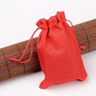 Polyester Imitation Burlap Packing Pouches Drawstring Bags X-ABAG-R004-14x10cm-01-1