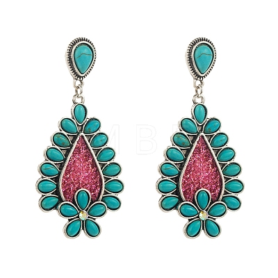 Synthetic Turquoise Stud Earrings PW-WG6A2DF-03-1