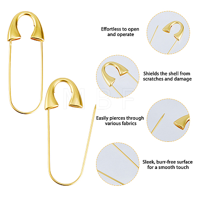 10Pcs Brass Safety Pins KK-HS0002-18-1