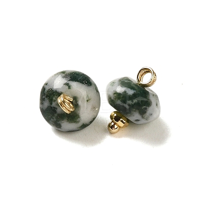 Natural Tree Agate Rondelle Charms with Rack Plating Brass Loops G-G110-05B-12-1