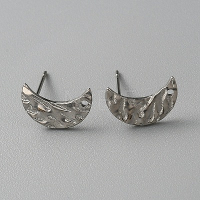 304 Stainless Steel Textured Geometry Stud Earring Findings with Hole STAS-WH0027-54K-1