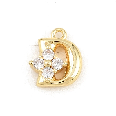 Brass Micro Pave Clear Cubic Zirconia Charms KK-Z151-18G-D-1