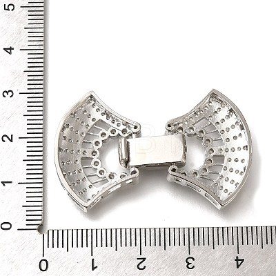 Rack Plating Bowknot Brass Micro Pave Clear Cubic Zirconia Fold Over Clasps KK-H512-09P-1