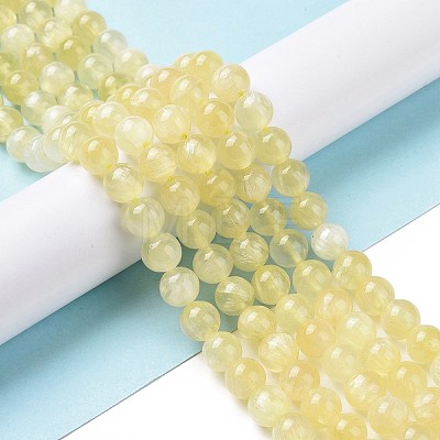 Electroplated Natural Yellow Selenite Beads Strands G-N328-025B-03-1-1