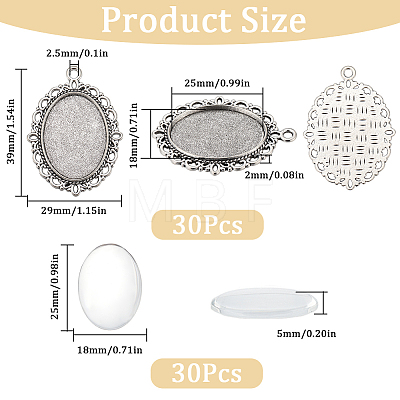 SUNNYCLUE DIY Blank Oval Dome Pendant Making Kit DIY-SC0023-73-1