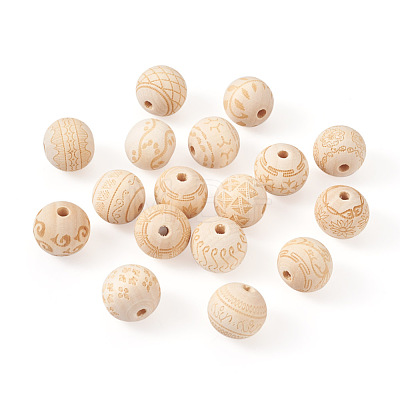 Cheriswelry 102Pcs 17 Style Unfinished Natural Wood European Beads WOOD-CW0001-02-1