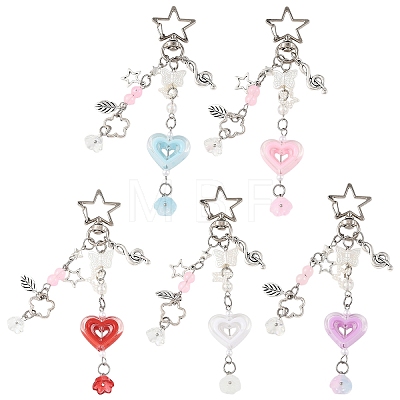 Alloy & Acrylic & Glass Pendant Decorations HJEW-YW00436-01-1
