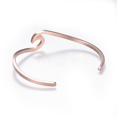 304 Stainless Steel Cuff Bangles BJEW-G611-01RG-1