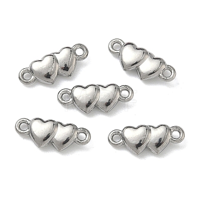 304 Stainless Steel Couple Heart Links Connector Charms STAS-D211-14C-P-1