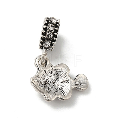 Alloy Clear Rhinestone European Dangle Charms MPDL-R050-01AS-03-1