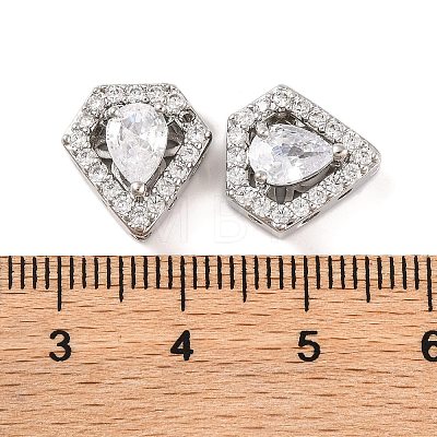 Brass Micro Pave Clear Cubic Zirconia Beads KK-S389-28P-1